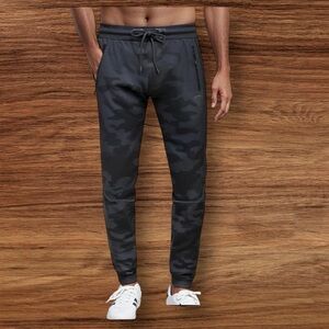 🔥ETHANOL Mens Super Comfy Stretch Tech Knit Black Camo Sweatpants/Jogger SzS NWT